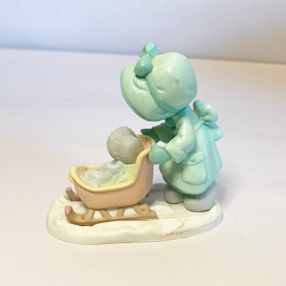 Precious Moments Mini Figure Plastic Winter Girl with baby stroller Adorable - Picture 2 of 4